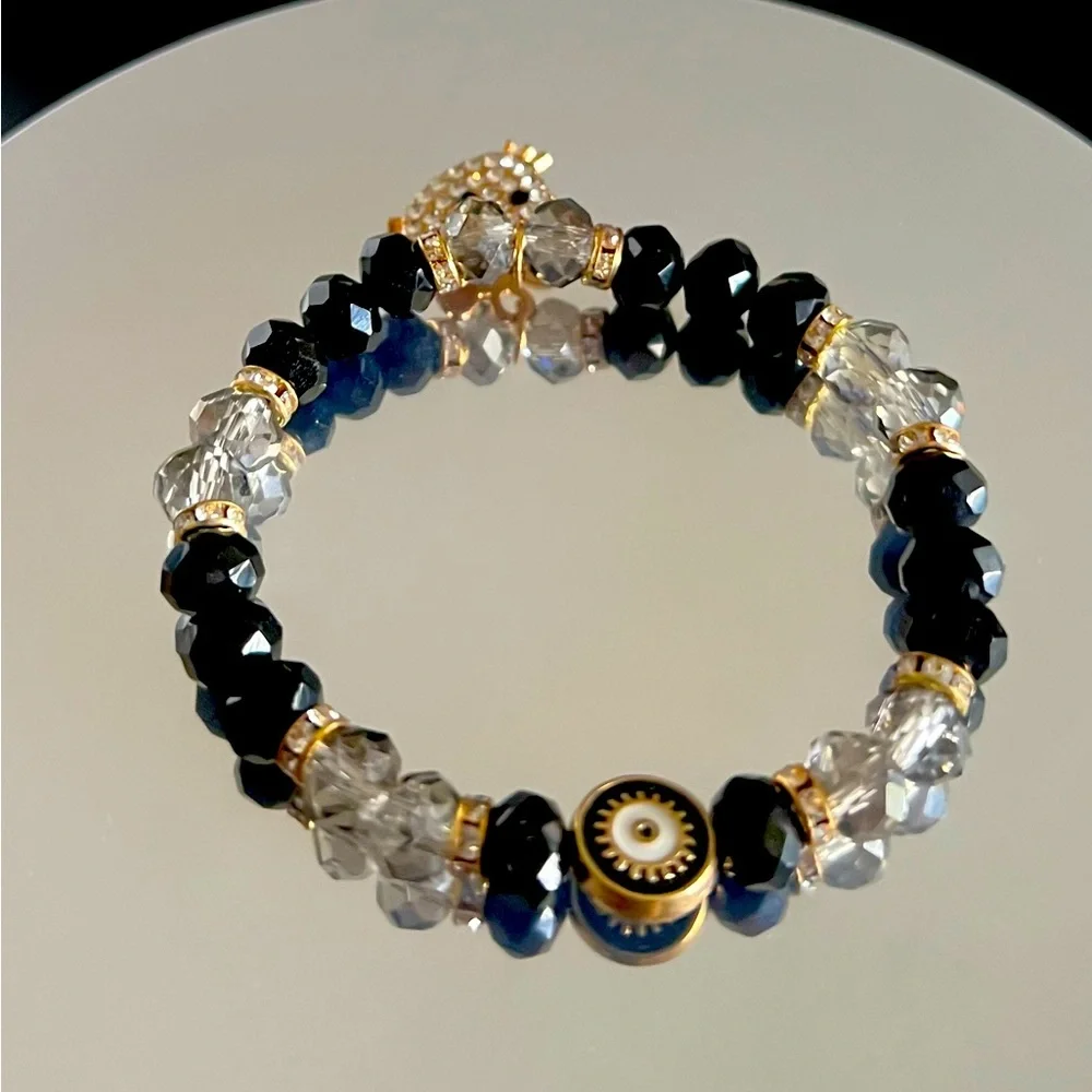 Hello Kitty & Evil Eye crystal bracelet with CZS - Picture 1 of 2